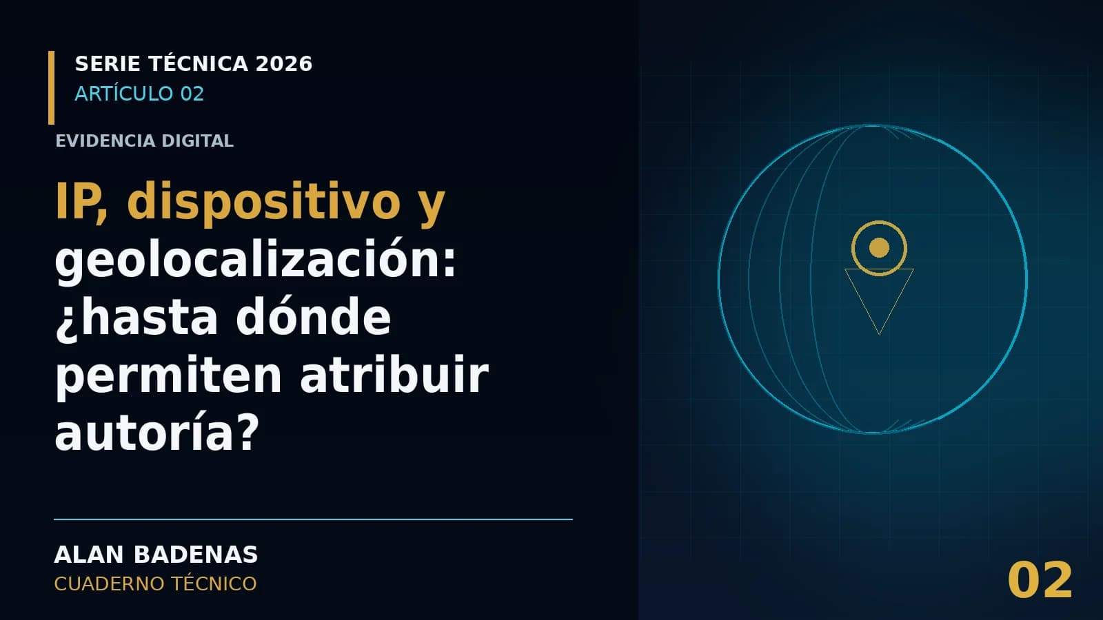 Portada del artículo sobre IP, dispositivos y geolocalización, con un marcador de ubicación.