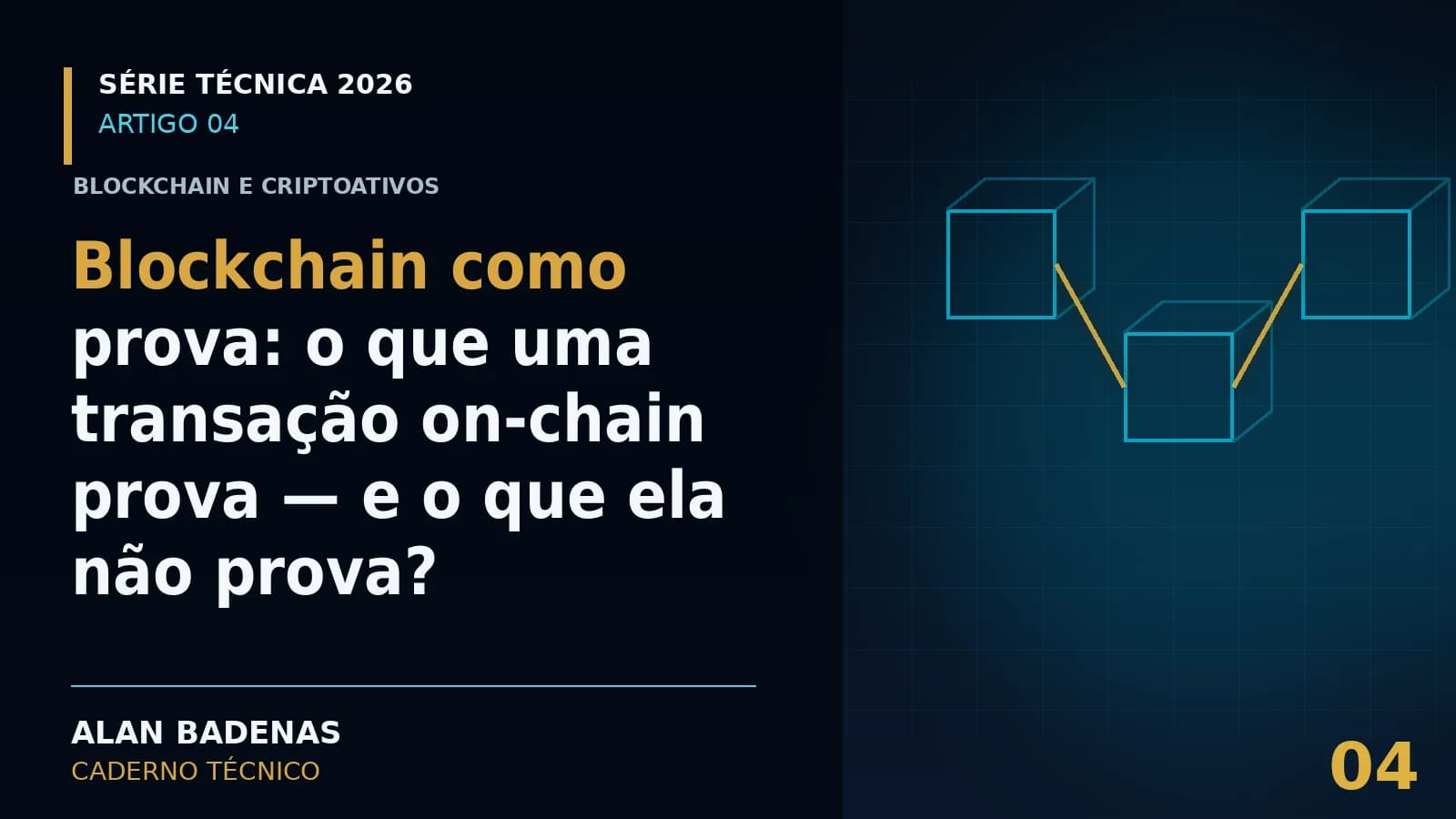 Capa do artigo sobre o que uma transação on-chain demonstra, com blocos conectados.