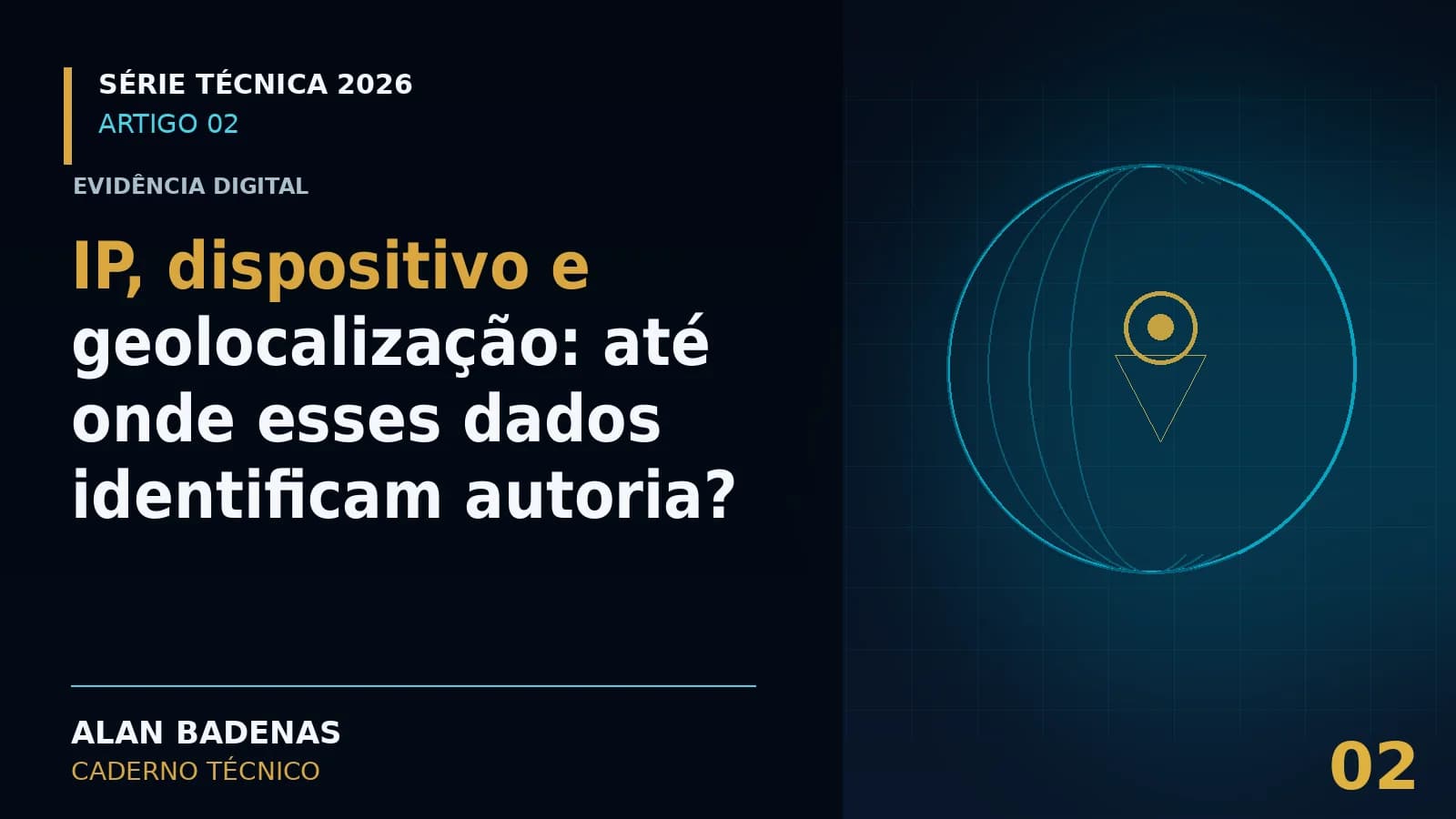 Capa do artigo sobre IP, dispositivo e geolocalização, com um marcador de localização.