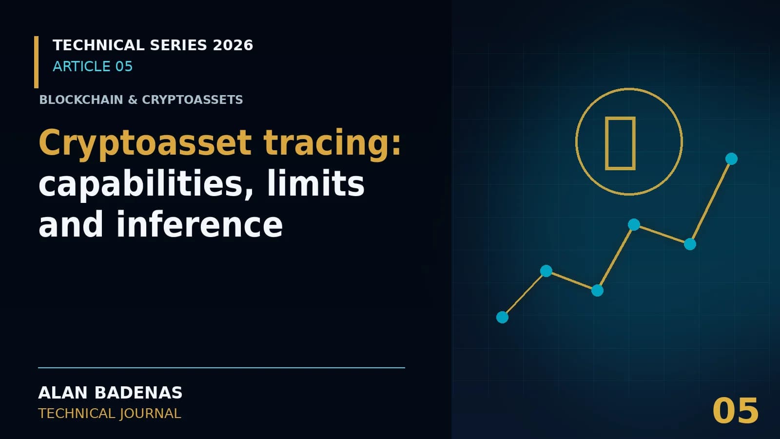 Cover for the article on cryptoasset tracing, featuring a coin and a transaction path.